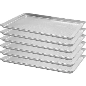BIEAMA 6 Pack Full Size 18" x 26" Aluminum Baking Sheet Pan Perforated, Commercial Bakery Equipment Cookie Sheets, NSF Approved Baking Tray