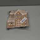 Retisee 1 Set Christmas Gingerbread House Decorations Foldable Christmas Gingerbreads House with LED Light and 2 Pcs Tree Xmas Village Home Decor Gift for Party (Gingerbread, Yellow)