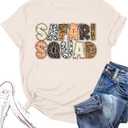 Safari Squad Shirt Women Safari Birthday Shirts Animal Kingdom Outfit Zoo Party Tee Short Sleeve Tops (X-Large, Apricot)