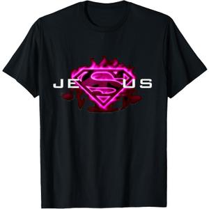 T-Shirt Jesus is My Superhero, Christian Love T-Shirt (Black, L)