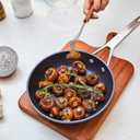 MsMk 8 inch Non stick frying pan with lid, Egg Omelet Skillet, Titanium and Blue Diamond Non-Toxic Coating From USA, Dishwasher and Oven Safe, Compatible with All Cooktops, Induction Ready