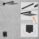 Matte Black Shower Faucet Set, Single Function Shower Trim Kit with Rough-in Valve, Square Rain Shower Head System Included Extra Long Shower Arm for Bathroom