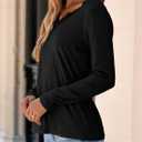 Dokotoo T Shirts for Women Casual Long Sleeve V Neck Lace Trim Tops Lightweight Solid Color Basic Tees Blouses (XL)