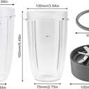 Blender Replacement Parts, 32 oz & 24 oz Blender Cups with Extractor Blade & Rubber Gaskets, Portable Blender Cup Set Compatible with Nutri Bullet 600W / 900W Pro Blenders for Smoothies Shakes