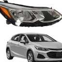 Passenger Side Headlights Assembly Halogen w/o DRL Replacement for Cruze 2016-2019 Housing Chrome Lamp RH 1PC