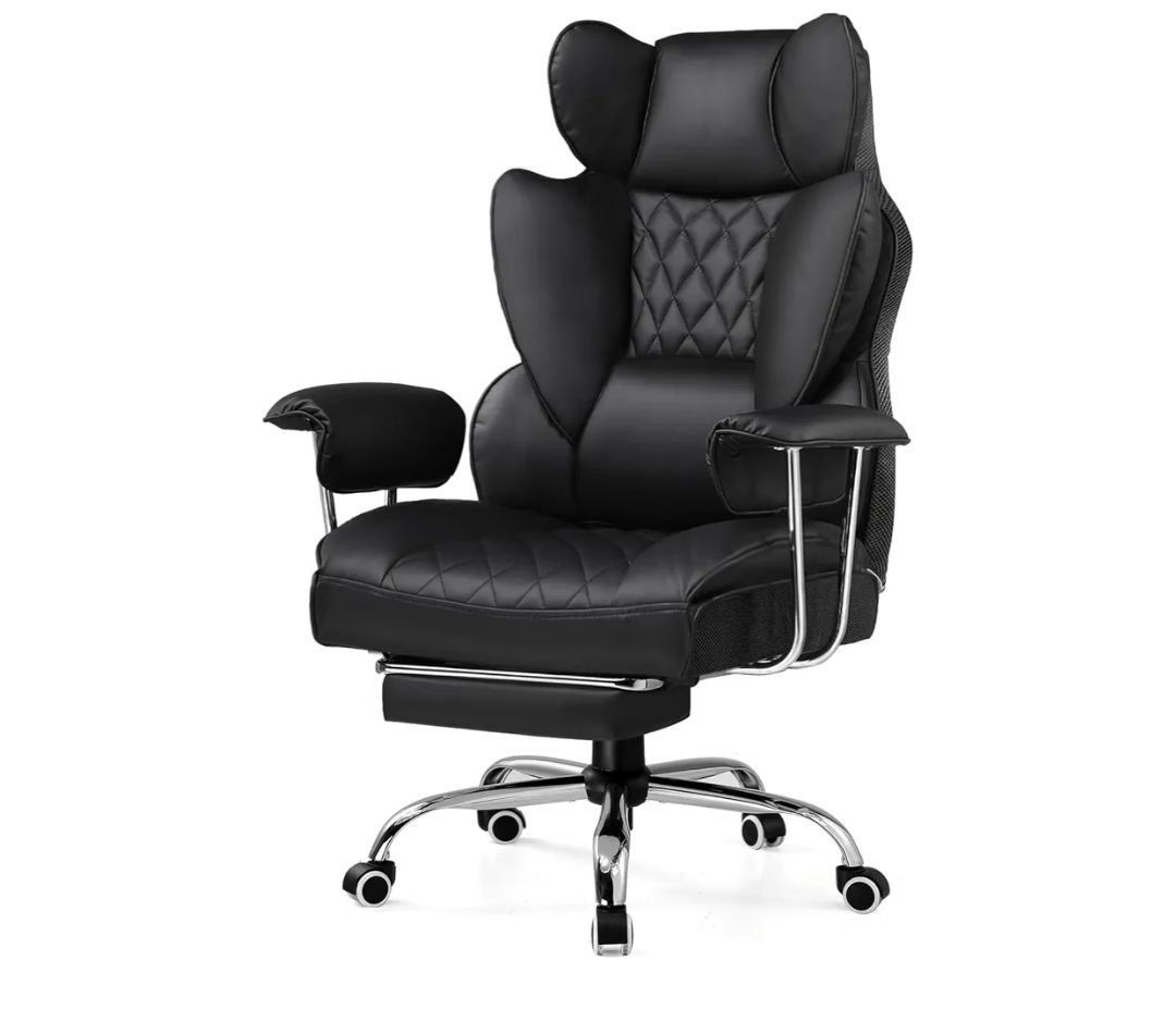 GTRACING Gaming Chair, Office Chair with Pocket Spring Lumbar Support, Ergonomic Comfortable Wide Office Desk Computer Chair with Outward Fixed Soft Armrests and Footrest (PU Leather, Black)