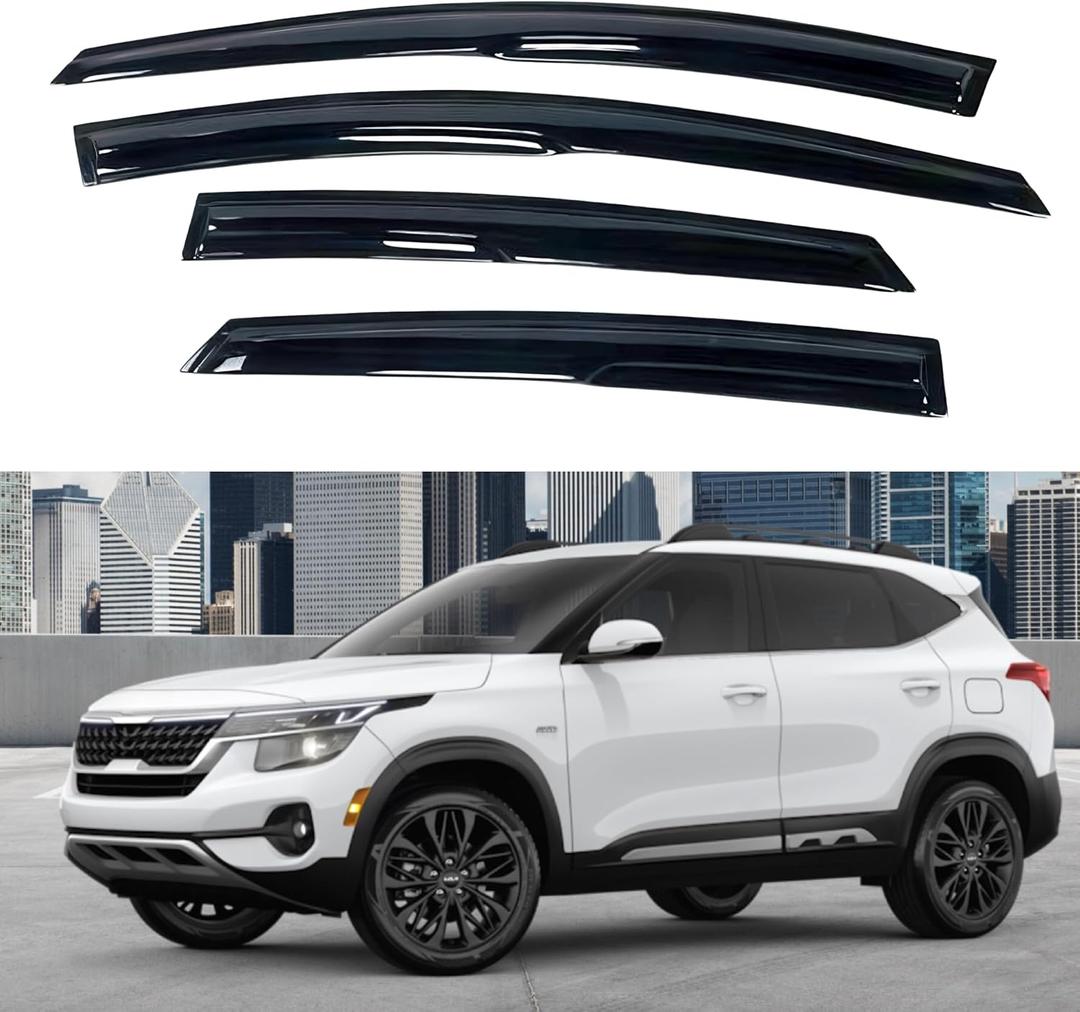 IG Window Visors Fit for 2021-2026 Kia Seltos, Out-Channel Rain Guards Vent Wind Deflectors 4PC, Car Accessories for 21-26 Seltos