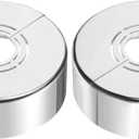 uxcell Wall Split Flange, 2 Pcs 70x25 mm - Cuttable ABS Round Escutcheon Plate Cover Buckle, Shower Arm Flange for 20/25/33mm(0.8/1.0/1.3 Inch) Water Pipe Faucet Decoration (Silver)