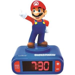 LEXiBOOK, Super Mario, Mario Nightlight Alarm Clock, Sounds and Melodies, LCD Backlit Screen, Luminous, Snooze, Red/Blue, RL800NI