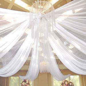 6 Panels White Ceiling Drapes for Wedding 5ftx10ft Sheer Drapery Chiffon Fabric Arch Draping Curtains for Party Ceremony Birthday Baby Shower Reception Stage Ceiling Decorations