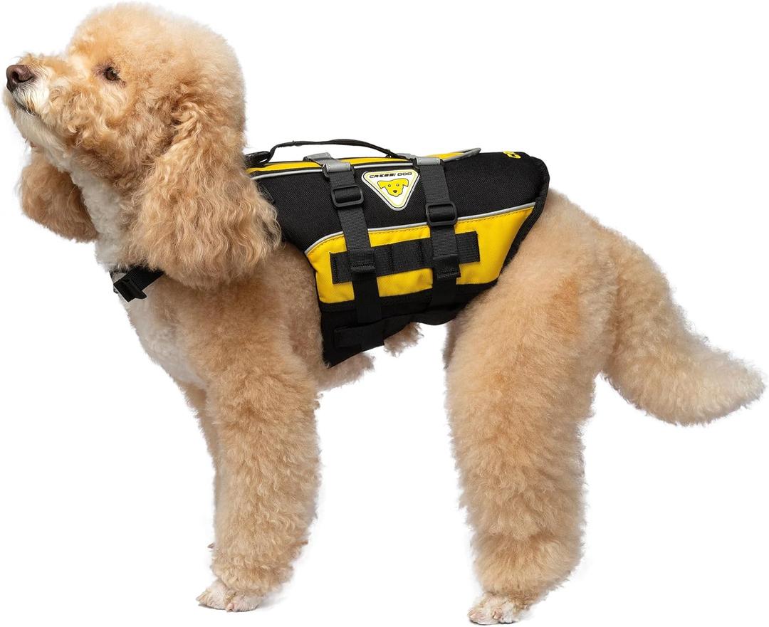 Cressi DLJ Dog Life Jacket Dog Life Jackets, Black/Yellow, XS