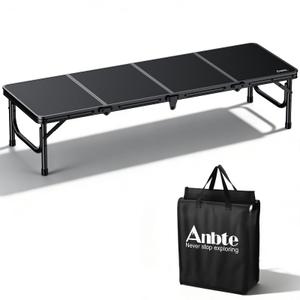 Anbte 4ft Low Folding Picnic Table with Storage Bag, 10.3" Height, Black