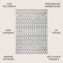 JONATHAN Y Moroccan Geometric Indoor Outdoor Area Rug 5X8 Cream/Black, Ourika Textured Weave for Backyard, Patio, Porch, Easy-Cleaning, High Traffic, Pet-Friendly, Non-Shedding (SMB108I-5)