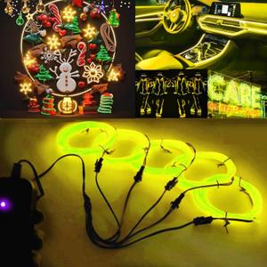 Ourbest EL Wire Lights Battery Powered, Wearable Led Wire Lights 5in1 neon String Light,DIY neon Sign kit Stay/Slow/Fast Flash Party Decoration 2M Yellow