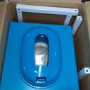 Nostalgia Snow Cone Shaved Ice Machine - Retro Cart Slushie Machine Makes 48 Icy Treats - Includes Metal Scoop, Storage Compartment, Wheels for Easy Mobility - White, Blue
