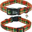 2 x Dog Collar - Red Plaid Print, Soft, Adjustable, Gift for Small Dogs (Small (Pack of 1))