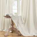 FOLKSIDE Cream Ivory Ruffle Curtains 84 Inch Length 2 Panels Set for Living Room Bedroom Shabby Chic Drapes Rod Pocket Light Reducing Window Curtains for Kids Girls Nursery Room Backdrop Decor, 52x84