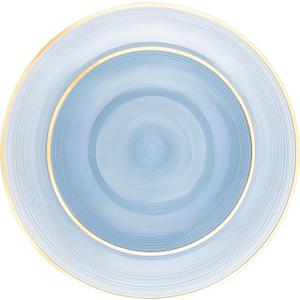 PLASTICPRO 64 Pieces Crystal Design Plastic Plates Combo Pack 7 inch and 10 inch Gold Rim Elegant Disposable Plates, Transparent Blue