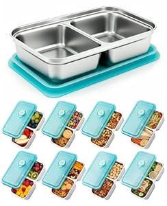 Aiuulu 8 Pack Stainless Steel Snack Containers with Lids, 15oz Reusable Metal Snack Box for Travel and Outdoor Camping