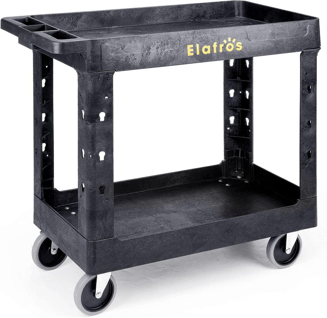 2-Tier Utility Rolling Cart, 34 x 17 in, 5" Swivel Wheels, 550lb
