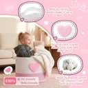 LemonRoad Pink Heart Extra Large Cotton Rope Basket 20"x14", Embroidered Woven Baby Laundry Blanket Basket Box with Handle Storage, Blanket Storage for Living Nursery Pillows Laundry Baby Toy Chest