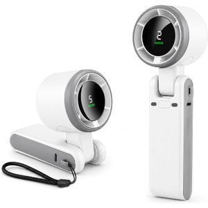 EcoNour Portable Handheld Fan - 5 Gear High Speed 13550 RPM Rechargeable Mini Personal Hand Fans that Blow Cold Air, Battery Powered Travel Fan Essentials, Holiday Gifts for Women, Men - White