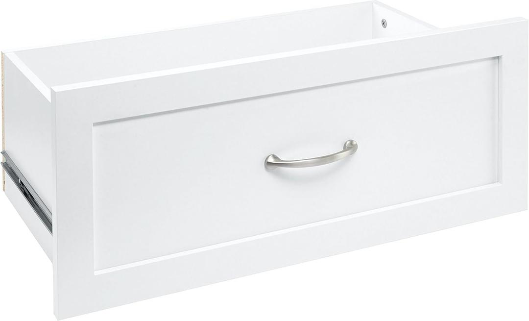 ClosetMaid SuiteSymphony Wood Closet Drawer, Add On Accessory, Shaker Style, For Storage, Closet, Clothes, 25 x 10 Size for 25 in. Units, Pure White