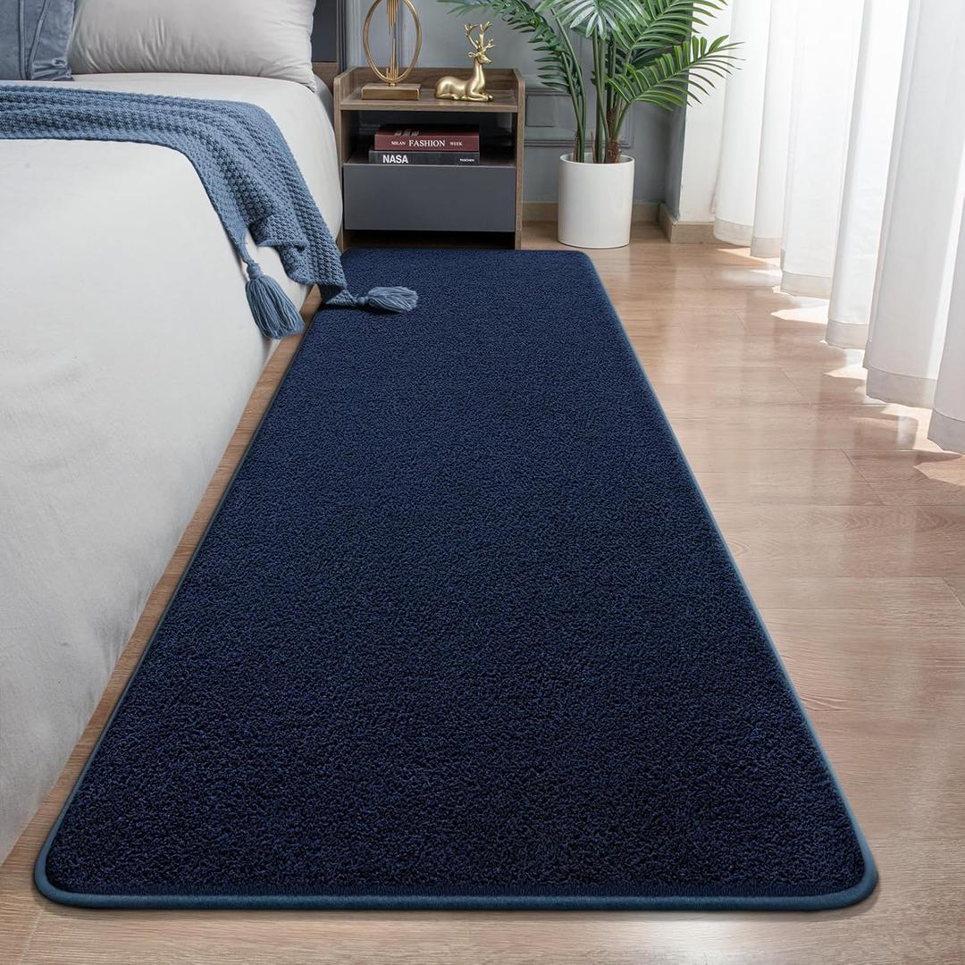 Modern Hallway Runner Rug, 2x6 Rug Runners for Kitchen, Navy Blue Washable Long Runner Rugs for Hallways, Soft Indoor Carpet for Bedroom Bedside, Non-Slip Memory Foam Rugs for Entrance Room Dcor