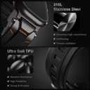 ULTIMAL Rugged Band for Apple Watch Ultra 3/2/1 49mm, Series 11/10/9/8/7/6/5/4 SE 46mm/45mm/44mm, Waterproof, Soft TPU Strap with Stainless Steel Buckle & Connectors, Sweat-Resistant, Easy to Clean, Fits 155-225mm Wrist (Black/Black)