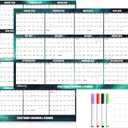 32" x 48" Apricity 2026 Wall Calendar Dry Erase - Dark Green Wall Calendar Wet & Dry Erasable Laminated 12 Month Annual Yearly Planner, Reversible, Horizontal/Vertical,with Julian Dates