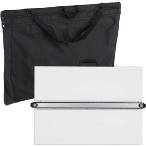 PXB 24” x 36” Drawing Board & Travel Bag for Artists & Designers - Portable Workspace for Drawing, Sketching, Drafting, Painting - Fixed Angled Laminated Surface w/Ruler & Parallel Motion Bar