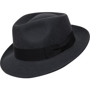 Premium Doyle - Teardrop Fedora Hat - 100% Wool Felt - Crushable for Travel - Water Resistant - Unisex (7 1/4-7 3/8, Dark Grey)