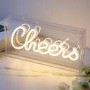 USB LED Desk Lightbox Cheers Sign 3D Neon Light up Sign for Bar,Wall Dcor Party Light Accessories (Warm White)