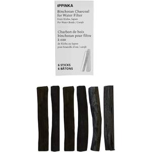 Binchotan Charcoal - Water Purifying Stick From Kishu, Japan for Great-Tasting Water - Each Filters Personal-Sized Water Bottle - 6 Slim Sticks