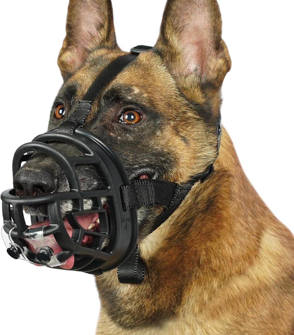 Mayerzon Dog Muzzle for Biting Chewing Scavenging, Basket Muzzle for Large Medium Small Dogs German Shepherd Doberman Husky Beagle, Cage Mouth Guard with Stopper for Grooming Walking Training (Size 6-(Snout Cir:12"-13"))