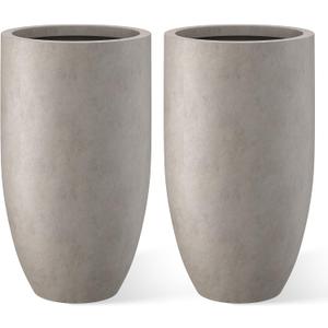 Kante Set of 2 Weathered Concrete Round Planters 24" Tall Home & Outdoor