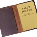 Fan&Ran Genuine Leather Journal Cover for Field Notes Notebooks, Moleskine Cahier Journal Pocket 3.5 x 5.5 Inches, Bourbon Brown