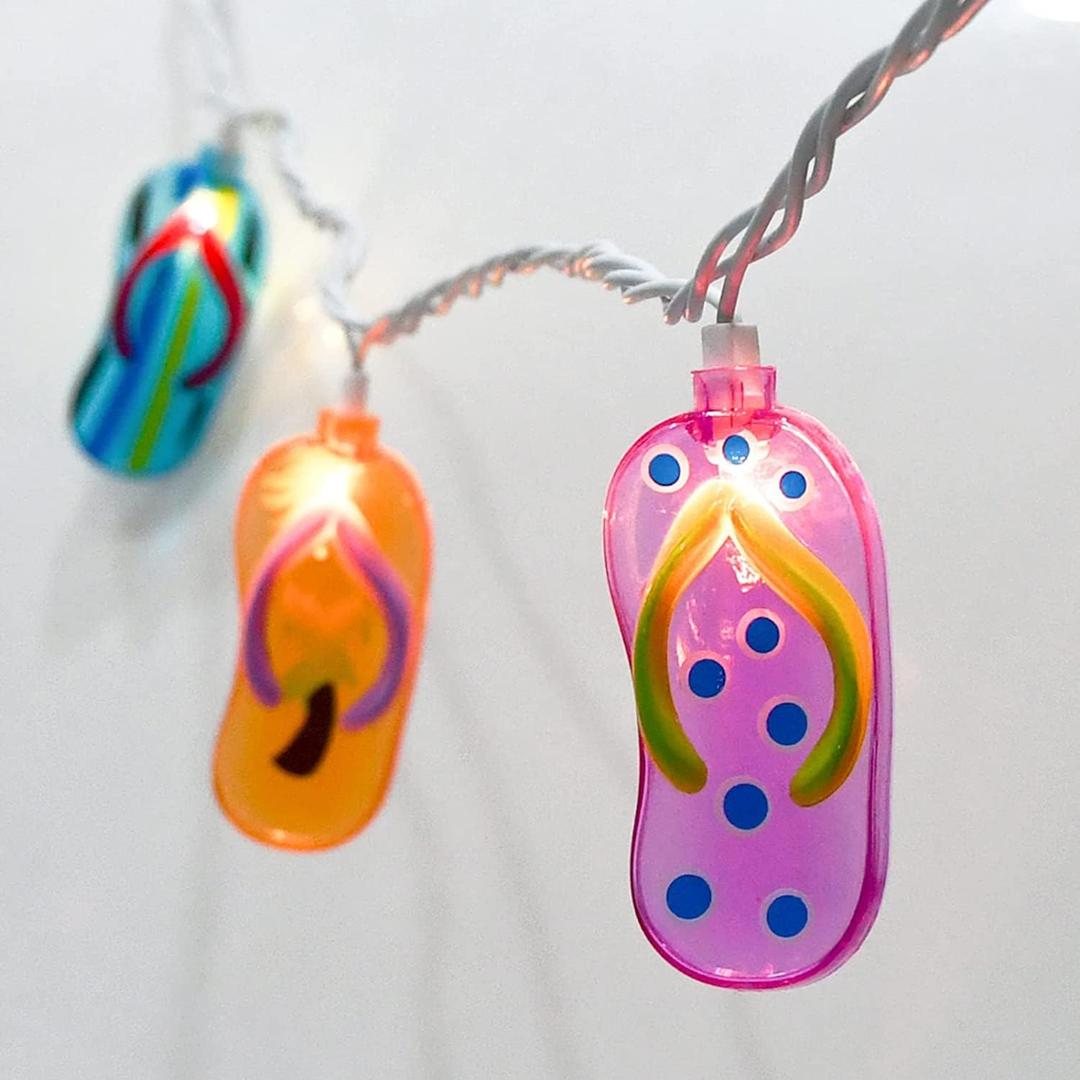 8.5Ft Tricolor Slipper String Lights, Outdoor Beach Slipper String Lights with 10 Colorful Flip Flop, Summer Waterproof Hanging Slipper Lights for Summer Camp Tent Wedding Holiday Party Decor 8.5Ft Tricolor Slipper String Lights, Outdoor Beach Slipper String Lights with 10 Colorful Flip Flop, Summer Waterproof Hanging Slipper Lights for Summer Camp Tent Wedding Holiday Party Decor