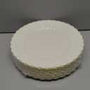 YOUBET 50 Pack Ivory Scalloped Plastic Plates 10.25 Inch Ivory Disposable Plates with Gold Rim - High End Elegant Vintage Dinner Plate for Birthday Parties & Wedding