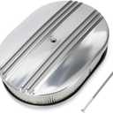 Universal 12'' Oval Half Finned Air Cleaner, with Mounting bolt Silver Aluminum Alloy Oval Polished Full Finned