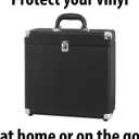 Victrola Collector Record Storage Case Holds 30+ Vinyl Turntable Records, Heavy-Duty Hardware, Hinges, & Smart Metal Corners, Portable with Easy-Carry Handle (Black)