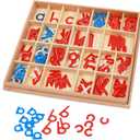 Wood - Small Movable Alphabet (Red & Blue) Adena Montessori Letter Materials Educational Tools Preschool Early Learning Words Toys