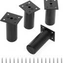 Sumnacon 4Pcs 4 Inch Aluminum Alloy Furniture Cabinet Legs - Adjustable Replacement Legs for Worktop/Unit/Breakfast Bar/Desk Table Black