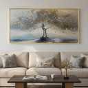 Large Gold Framed Tree of Life Wall Art for Living Room, Modern Abstract Blue Golden Tree Canvas Painting Prints, Luxury Artwork for Bedroom Hallway Kitchen Dining Room Office Wall Decor, 60x30 Inch