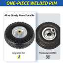 GICOOL 4.10/3.50-4" Flat Free Tire and Wheel, 10" Heavy Duty Solid Tire, 5/8" Axle Bore Hole, 2.2" Offset Hub, for Hand Truck Garden Cart Wagon Trolley Dolly Replacement, 2 Pack