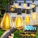 100FT Solar String Lights Outdoor Waterproof, 35+1 LED Solar Powered Lights with Remote Control, 3 Light Modes & Dimmable, USB-C Charging for Patio, Backyard, Garden, Camping