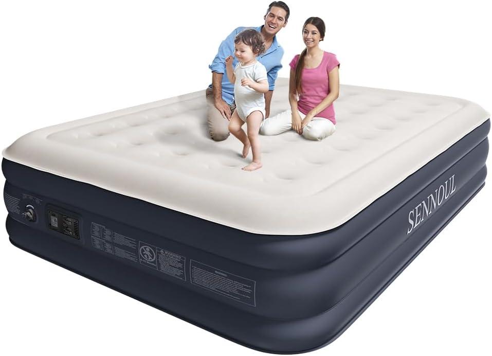 Air Mattress Queen with Built in Pump - 2 Mins Quick Self Inflatable,16"/650lbs Max Blow Up Bed, All Night Stability No Lost AirNo Peculiar Smell for Camping,Home,Guests & Portable Travel