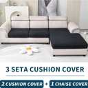 LUFEIJIASHI Sectional Couch Covers L Shape Couch Cushion Covers for Sectional Sofa,Stretch Sectional Sofa Covers Furniture Protector for Pets Dogs 3 Piece (Black, 2 Seater + 1 Chaise)