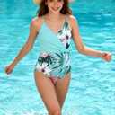 Girls Swimsuit One Piece Bathing Suit Tropical Floral with Adjustable Straps Girls'Swimwear with Cover Up 10-12T