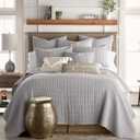 Levtex Home - Mills Waffle - Full/Queen Quilt Set - Grey Cotton Waffle - Quilt Size (88 x 92in.), Sham Size (26 x 20in.)